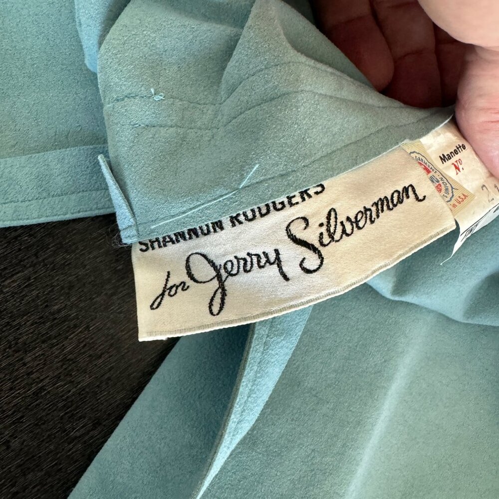 Vintage Shannon Rodgers For Jerry Silverman Teal Suede Dress Belt/Flower USA Mad - Picture 6 of 9